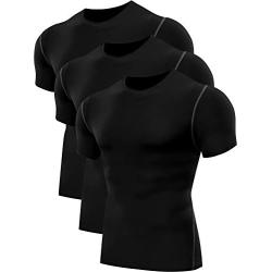 Neleus Mens 3 Pack Athletic Compression Under Base Layer Sport Shirt