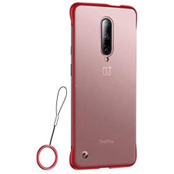 Compatible with Oneplus 7 pro Case,ASONRL Clear Frameless Matte Hard PC Slim Shock Absorption TPU Bumper with Non-Slip Surface Rope Pull Ring Case (Red)