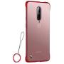Compatible with Oneplus 7 pro Case,ASONRL Clear Frameless Matte Hard PC Slim Shock Absorption TPU Bumper with Non-Slip Surface Rope Pull Ring Case (Red)