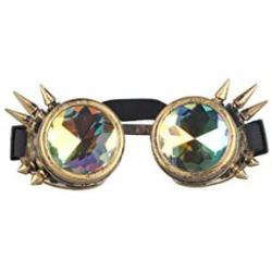 Steampunk Goggles Rainbow Crystal Glass Lens Kaleidoscope Goggles Perfect for Halloween,Cosplay,Photo Prop,Outdoor Sports