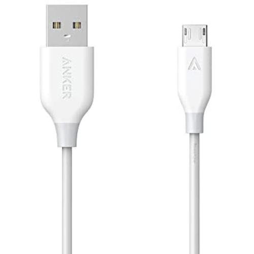 Anker Powerline Micro USB - Charging Cable, with Aramid Fiber and 5000+ Bend Lifespan for Samsung, Nexus, LG, Motorola, Android Smartphones and More (White, 6ft)