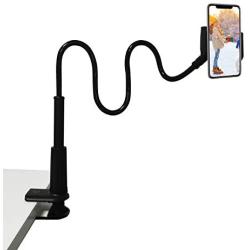 Gooseneck Cell Phone Holder, Adjustable and 360-Degree Rotating Lazy Mobile Phone Holder, Suitable for Desks, Bedside Cabinets, Offices, Living Room, Kitchens, Supports for Live Broadcast