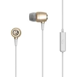 Motorola SH009GD Earbuds Metal, Gold, IPX4 Waterproof, Lightweight, In-Ear Wired Headphones, Noise Isolating, In-line Microphone, 2 Extra Buds