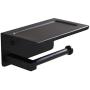 XVL Toilet Paper Holder with Mobile Phone Storage Shelf Bathroom Tissue Holder, Matte Black, SUS304 Stainless Steel G319C