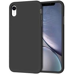 iPhone XR Case, Anuck Soft Silicone Gel Rubber Bumper Phone Case with Anti-Scratch Microfiber Lining Hard Shell Shockproof Full-Body Protective Case Cover for Apple iPhone XR 6.1" 2018 - Black