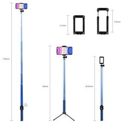 Long Selfie Stick,Extendable Foldable Selfie Stick with Wireless Bluetooth Remote and Adjustable Holder for iPhone,Samsung and Android all Smartphone Maximum 3 Meter(118-Inch) Length