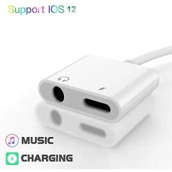 Headphones Adapter Dongle Charger Jack AUX Audio 3.5 mm Car Charger Headphone Jack Adapter Headphone Splitter for iPhone 11 /X/XS MAX/XR/7 /7P /8 /8P Support for All iOS