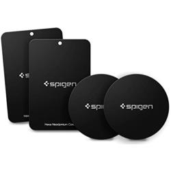 Spigen Kuel MP4-P Metal Plates for Magnetic Car Mount Phone Holder QNMP Compatible (4 Pack - 2 Round, 2 Rectangle) - Black