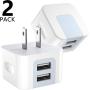 USB Wall Charger, USB Plug, Dodoli 2-Pack 2.4A Dual Port 12W Wall Charger Block Adapter Charging Cube Box Compatible iPhone Xs/XS Max/XR/X/8/8 Plus/7/6S/ 6S Plus, Samsung Galaxy, HTC, Moto