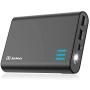 Jackery Portable Charger Giant+ 12000mAh Power Outdoors Dual USB Output Battery Pack Travel Backup Power Bank with Emergency LED Flashlight for iPhone, Samsung and Other Smart Devices - Black