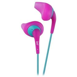 JVC Pink and Green Nozzel Secure Comfort Fit Sweat Proof Gumy Sport Earbuds with long colored cord HA-EN10P