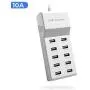 USB Wall Charger Desktop Charging Station with Rapid Charging Auto Detect Technology Safety Guaranteed 10-Port Family-Sized Smart USB Ports for Multiple Devices Smart Phone Tablet Laptop Computer USB Wall Charger Desktop Charging Station with Rapid Charging Auto Detect Technology Safety Guaranteed 10-Port Family-Sized Smart USB Ports for Multiple Devices Smart Phone Tablet Laptop Computer
