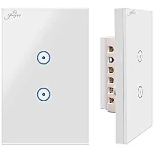 Jinvoo WiFi Smart Wall Touch Light Switch, Smart Phone Remote Control, Compatible with iOS and Android, with Alexa Echo and Google Assistant, ETL Certified(2 Gang) Jinvoo WiFi Smart Wall Touch Light Switch, Smart Phone Remote Control, Compatible with iOS and Android, with Alexa Echo and Google Assistant, ETL Certified(2 Gang)