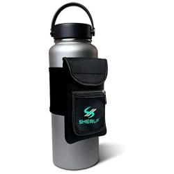 SHERLIX Water Bottle Holder Carrier Pouch for All Cell Phone Sizes, Keys, Earbuds, AirPods, Money, Credit Cards. Fits Hydro Flask, YETI, Takeya, and More.
