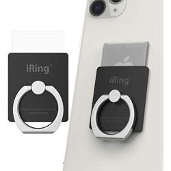 iRing Link-Detachable Plate for Wireless Charging, Include Hook Mount for Wall or Car Cradle. Original AAUXX Cell Phone Ring Grip Finger Holder Mobile Stand, Universally Compatible(Matt Black)