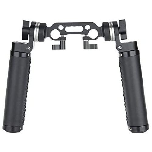 NICEYRIG ARRI Rosette Leather Handles with Rod Clamp Connector, Applicable 15mm Shoulder Pad Rig Support System