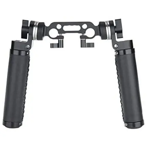 NICEYRIG ARRI Rosette Leather Handles with Rod Clamp Connector, Applicable 15mm Shoulder Pad Rig Support System NICEYRIG ARRI Rosette Leather Handles with Rod Clamp Connector, Applicable 15mm Shoulder Pad Rig Support System