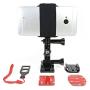 Universal Helmet Mount Kit with Action Mount Adapter for Smartphone, Operable with Any Phone. Includes Parts Shown, with Wrench and Universal Phone Adapter. Compatible with GoPro Cameras.