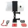 Universal Helmet Mount Kit with Action Mount Adapter for Smartphone, Operable with Any Phone. Includes Parts Shown, with Wrench and Universal Phone Adapter. Compatible with GoPro Cameras.