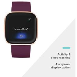 Fitbit Versa 2 Health and Fitness Smartwatch with Heart Rate, Music, Alexa Built-In, Sleep and Swim Tracking, Bordeaux/Copper Rose, One Size (S and L Bands Included)