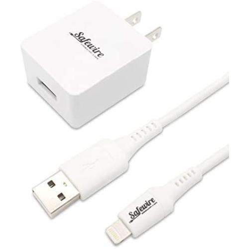 Apple Certified iPhone & iPad Charger - Ultra Durable 6ft Lightning to USB Cable and 12W USB Power Adapter Wall Plug for iPhone 11 XS Max XR X 8 Plus 7 6S 6 SE 5S 5C 5 iPad Mini Air Pro iPod (White)