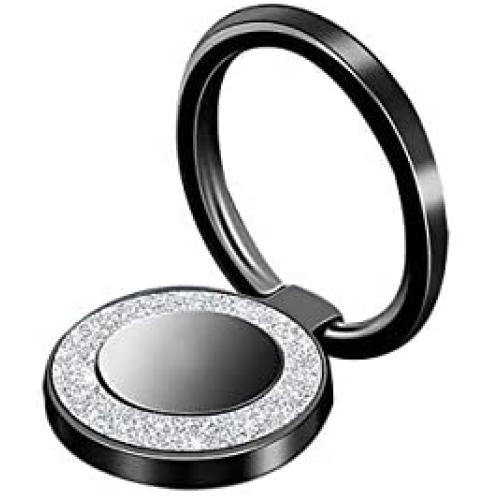 Glitter Bling Bling Phone Ring Holder,Sparkle Phone Ring Kickstand,Cell Phone Finger Ring Grip for Almost All Phones(Black)