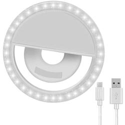 Selfie Ring Light Portable Clip-on Selfie Fill Ring Light for iPhone Android Smart Phone Laptop iPad 36 LED lamp Beads Photography Camera Video Girls Makeup White