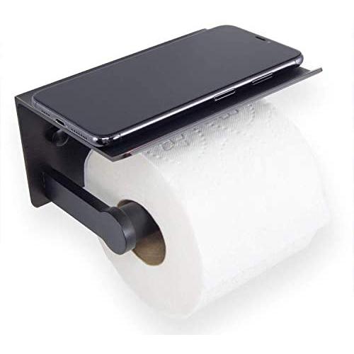 Neater Nest Reversible Toilet Paper Holder with Phone Shelf, Modern Style (Oil Rubbed Bronze, Single)