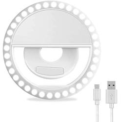 Selfie Ring Light, XINBAOHONG Rechargeable Portable Clip-on Selfie Fill Light with 36 LED for iPhone/Android Smart Phone Photography, Camera Video, Girl Makes up (White)