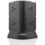 SAFEMORE 8 Outlet Smart DC Power Strip, 110V 6.5ft Power Cord Tower Multi Plug Charging Station with Overload Protection and Surge Protecor for Home Office Appliance and Electronics(Black)