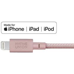 Native Union Night Cable - 10ft Ultra-Strong Reinforced [Apple MFi Certified] Durable Lightning to USB Charging Cable with Weighted Knot for iPhone/iPad (Rose)