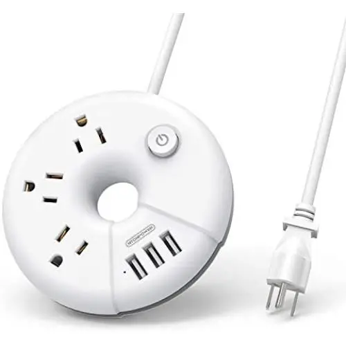 Power Strip with USB, NTONPOWER Travel Power Strip, 3 USB 3 Outlets Desktop Charging Station with 5ft Extension Cord Compact for Nightstand Home Officd Dorm Room Travel - White Power Strip with USB, NTONPOWER Travel Power Strip, 3 USB 3 Outlets Desktop Charging Station with 5ft Extension Cord Compact for Nightstand Home Officd Dorm Room Travel - White
