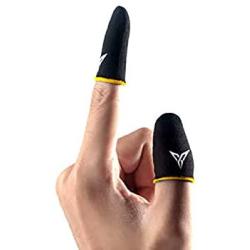 Mobile Game Non-Slip Finger Sleeves for PUBG Phone Games Touch Screen Finger Caps Gloves Sweat-Proof Thumb Cover Mobile Phone Accessories(1 Pair) (Yellow-Black)