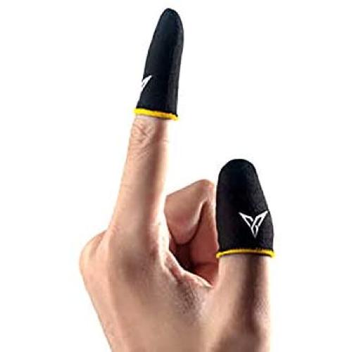 Mobile Game Non-Slip Finger Sleeves for PUBG Phone Games Touch Screen Finger Caps Gloves Sweat-Proof Thumb Cover Mobile Phone Accessories(1 Pair) (Yellow-Black)