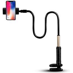 Gooseneck Bed Phone Holder Mount:Moutik Flexible Long Arm Lazy Stand with 360° Adjustable Cellphone Clamp Compatible with Phone XS Max XR X 8 7 6 Plus 5 4 S10 S9 S8 S7 S6 for Desktop Kitchen Office