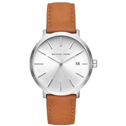 Michael Kors Blake Three-Hand Stainless Steel Watch with Leather Strap