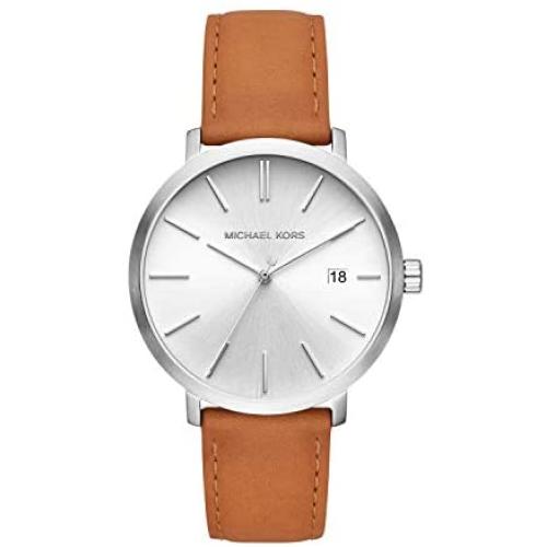 Michael Kors Blake Three-Hand Stainless Steel Watch with Leather Strap