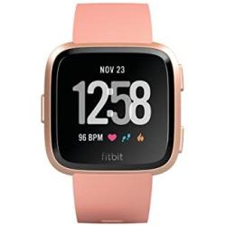 Fitbit Versa Smart Watch, Peach/Rose Gold Aluminium, One Size (S & L Bands Included) (Renewed)