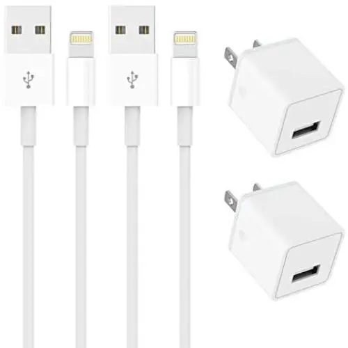 Alimu USB Wall Charger Adapter Plug and Cable Compatible with iPhone 11 / X / 8 Plus / 7 Plus/XS/XR/XS Max /6s/6 Plus/6s Plus/5/5s/5c, iPods and iPads (2 Pack) Alimu USB Wall Charger Adapter Plug and Cable Compatible with iPhone 11 / X / 8 Plus / 7 Plus/XS/XR/XS Max /6s/6 Plus/6s Plus/5/5s/5c, iPods and iPads (2 Pack)