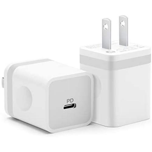 ARCCRA USB C Charger, 2-Pack 18W PD Type C Power Delivery 3.0 Fast Wall Charger Block Compatible with iPhone 11/Pro/Max/XR/XS/X/8/SE2, iPad Pro, Galaxy S10/S9/S8,Note 9/8, Pixel 4/3/2/XL, AirPods Pro