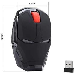 Avengers Endgame Iron Man Mouse Wireless Mouse Ergonomic 2.4 G Portable Mobile Computer Click Silent Mouse Optical Mice with USB Receiver Gaming Mouse (Black)