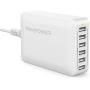 USB Charger RAVPower 60W 12A 6-Port Desktop USB Charging Station with iSmart Multiple Port, Compatible iPhone SE 11 Pro Max XS XR X iPad Pro Air Mini Galaxy S10 Note 10 Tablet and More (White)