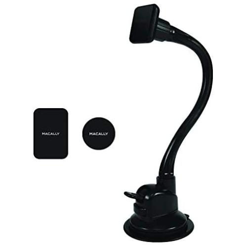 Macally Magnetic Phone Car Mount, Windshield Phone Holder for Car with 12" Long Arm & Super Strong Magnet for All Smartphones, Cell Phones, iPhones, Samsung Galaxies, etc.