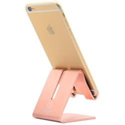 Honsky Solid Portable Universal Aluminum Desktop Desk Stand Hands Free Mobile Smart Cell Phone Holder Tablet Display Stand, Rose Gold