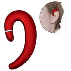 Ear Hook Bluetooth Wireless Headphones,Non Ear Plug Headset with Microphone,Single Ear Noise Cancelling Earphones Painless Wearing with Earbuds Case for Android Smartphones,iPhone X 8 7 6 (Red)