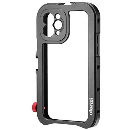 ULANZI Aluminum Video Cage for iPhone 11 Pro Max, Protective Smartphone Vlog Frame Housing w Lens Adapter 1/4 Screw 2 Cold Shoe Mounts for Microphone LED Video Light for iPhone 11 Pro Max Vlogging