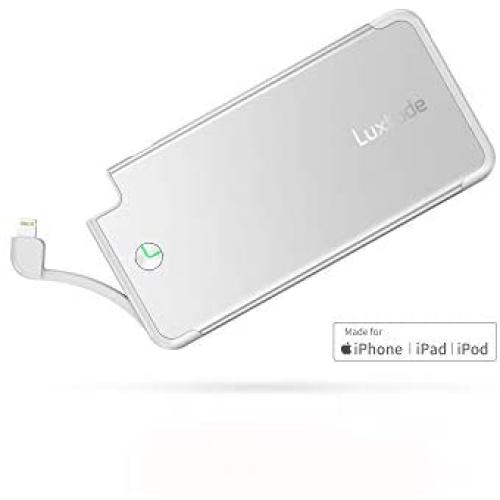 Luxtude PowerEasy Portable Charger for iPhone, 5000mAh Slim Power Bank for iPhone, Portable iPhone Charger with Built in Cable (Apple Certified), Fast Charging Battery Pack for iPhone11/XS/8/7/6/SE