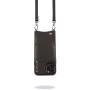 Bandolier Emma Crossbody Phone Case and Wallet - Black Leather with Silver Detail - Compatible with iPhone SE / 8, 7, 6 Only