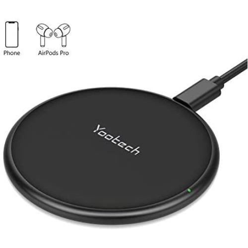 Yootech Upgraded Wireless Charger, 15W Max [Ultra-Slim] [with Ventilation Hole] Wireless Charging Pad,Compatible with iPhone SE 2020/11/11 Pro Max/XS/8 Plus, Galaxy S20/S10/Pixel 3/4XL, AirPods Pro