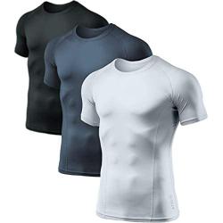 ATHLIO 1 or 3 Pack Mens Cool Dry Short Sleeve Compression Shirts, Sports Baselayer T-Shirts Tops, Athletic Workout Shirt